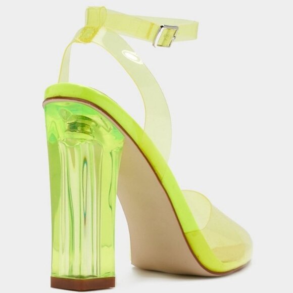 Nasty Gal neon yellow plastic clear pointed heels - Picture 2 of 6